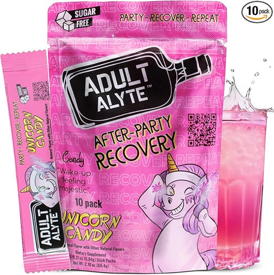 After Alcohol Aid Wellness Vitamins I Restore Better Mornings I Dihydromyricetin DHM & B Vitamins Complex I Antioxidants Supplement and Liver Support I 10 Powder Stick Drink Packets I Unicorn Candy