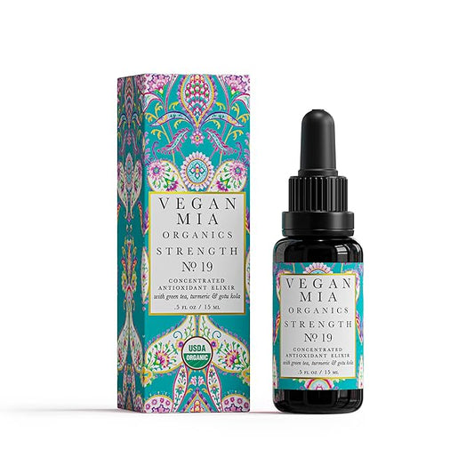 USDA Organic Strength Antioxidant & Superfood Elixir Face Oil - Face Moisturizer For Dry Skin, Blemishes, Wrinkles & Boost Natural Collagen with Pumpkin, Acai, Jojoba Oil & More, 0.5 fl oz