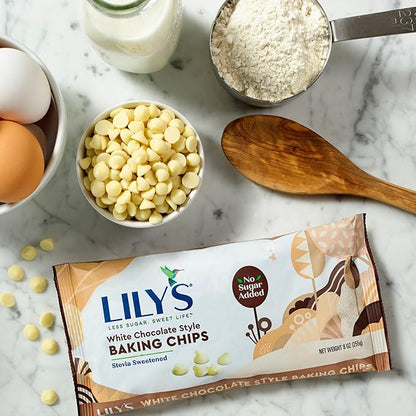 LILY'S White Chocolate Style No Sugar Added, Baking Chips Bag, 9 oz