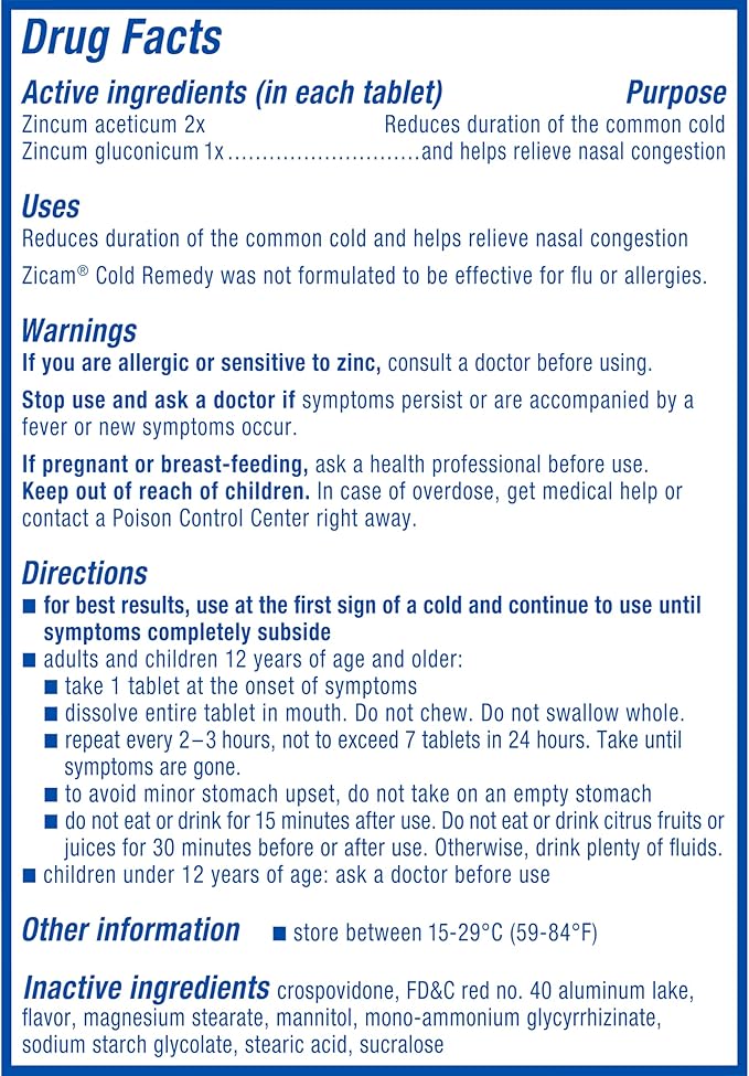 Zicam Cold Remedy Zinc Rapidmelts, Cherry 25 Count