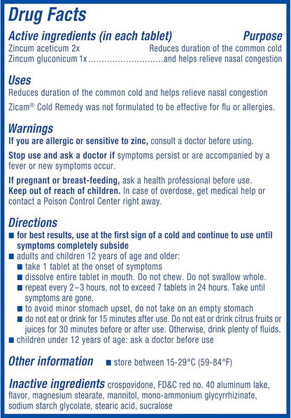 Zicam Cold Remedy Zinc Rapidmelts, Cherry 25 Count