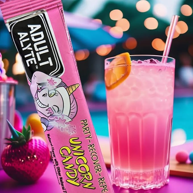 After Alcohol Aid Wellness Vitamins I Restore Better Mornings I Dihydromyricetin DHM & B Vitamins Complex I Antioxidants Supplement and Liver Support I 5 Powder Stick Drink Packets I Unicorn Candy