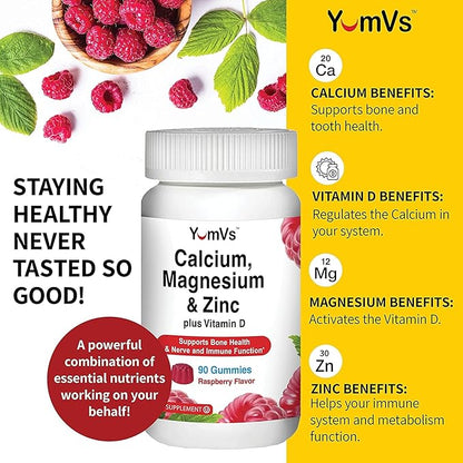 YUM-V'S Calcium, Magnesium, Zinc and Vitamin (90 Count) D3 +