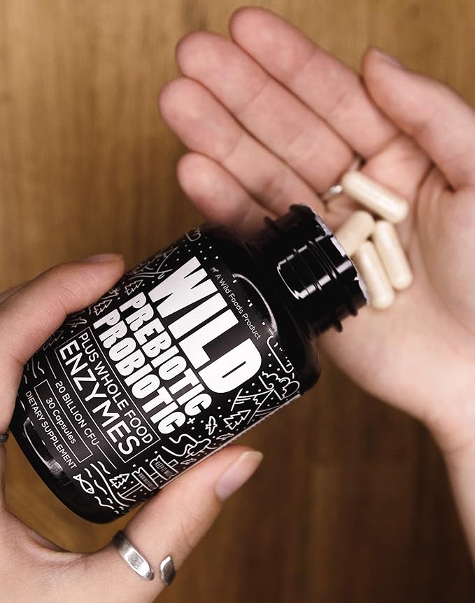 Wild Prebiotics and Probiotics with Digestive Enzymes 20 Billion 10 Strains 30 Capsules