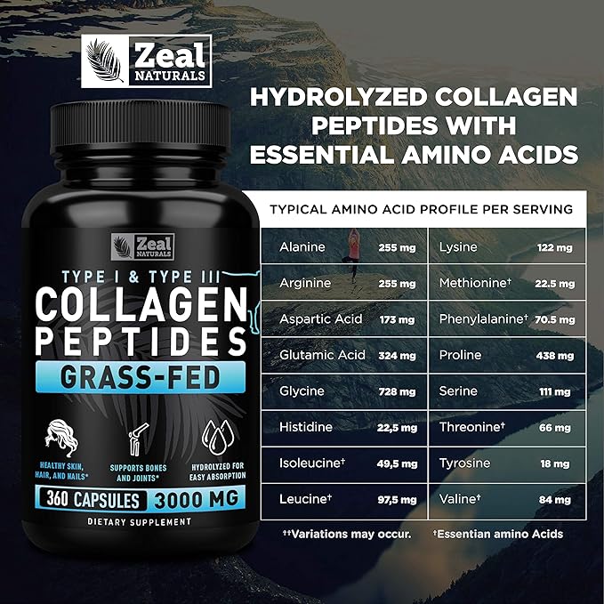 Zeal Naturals Collagen Peptides Collagen Pills (360 Capsules)
