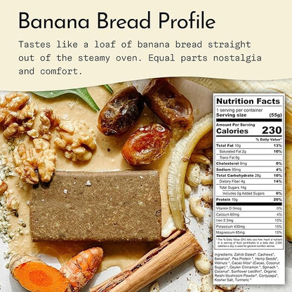 Send Bars Plant-Based Vegan Healthy Protein Bars, With Greens (Banana Bread, 8 Bars) – Increase Your Focus, Tolerance For Stress & Physical Output With Organic Ingredients
