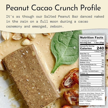 Send Bars Plant-Based Vegan Healthy Protein Bars, With Greens (Peanut Cacao Crunch, 8 Bars) – Increase Your Focus, Tolerance For Stress & Physical Output With Organic Ingredients